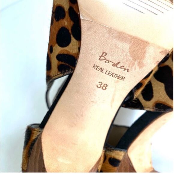 Boden Cicely Leopard Calf Hair Cutout Peep Toe Heels Size 38 / US 7 - Picture 8 of 10